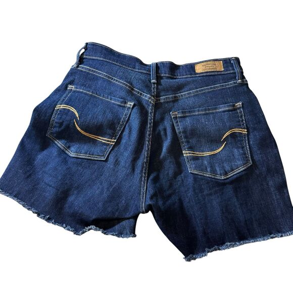 Signature Levi Strauss High-Rise‎ Denim Shorts - Dark Wash Distressed Size 8/29W - Picture 2 of 9